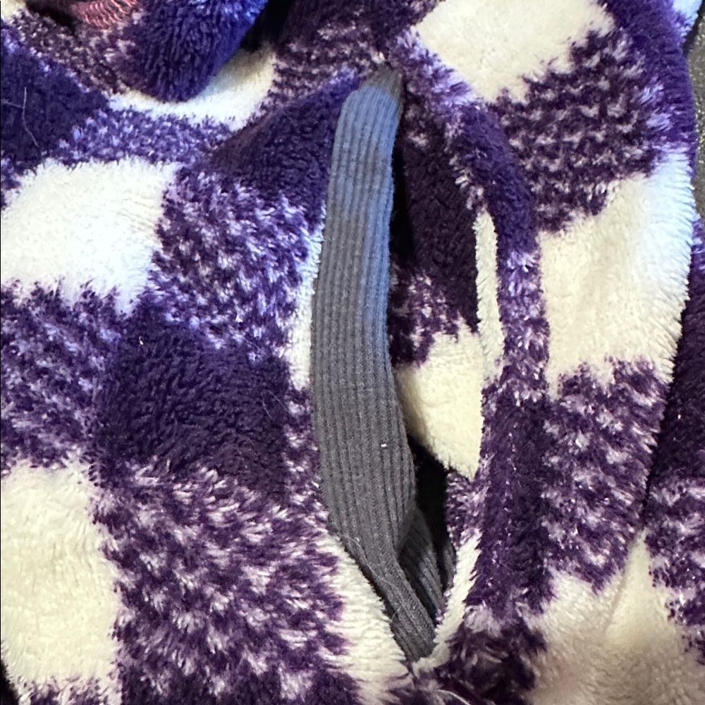 Cuddl Duds Purple and White Plaid Hooded Onesie - Picture 6 of 9